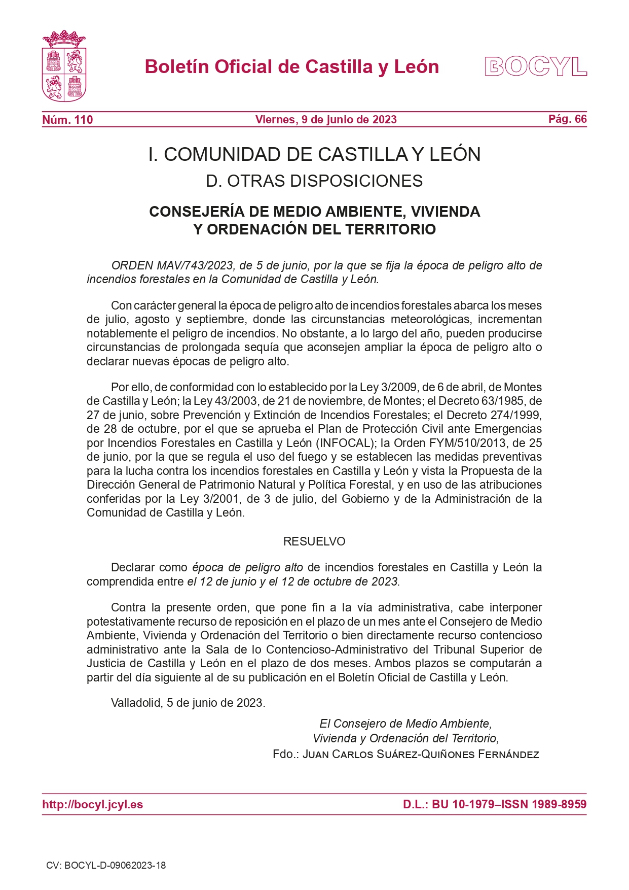 DECLARACIÓN PELIGRO ALTO DE INCENDIOS